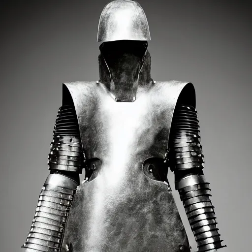 Image similar to Battle armor designed by Rick Owens, fashion photography