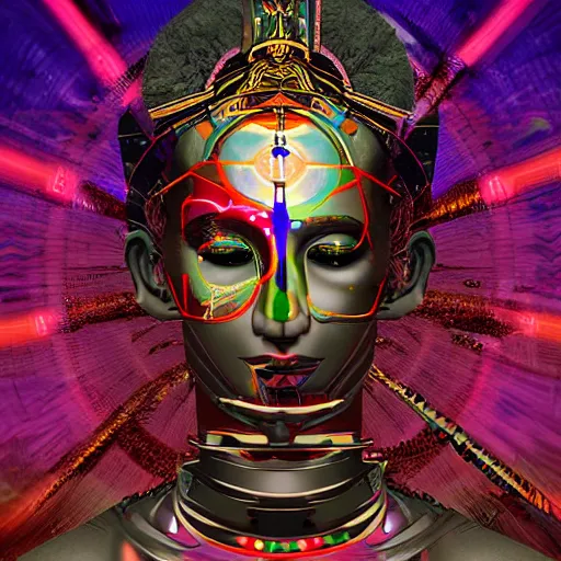 Image similar to a techno - spirit futurist cyborg hindu deva, future perfect, award winning digital art