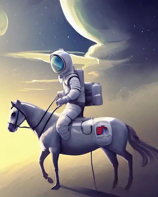 Prompt: horse riding an astronaut, artstation