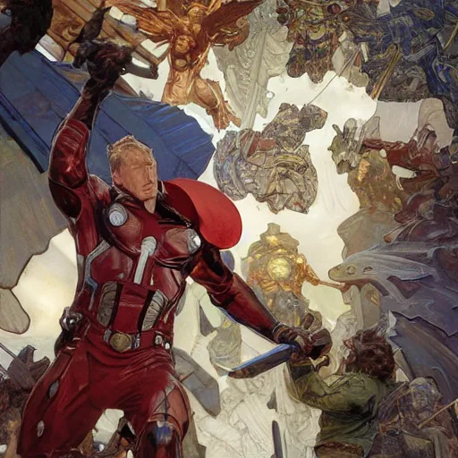 Image similar to Chris Evans wielding mjolnir, highly detailed, digital painting, artstation, concept art, smooth, sharp focus, illustration, ArtStation, art by artgerm and greg rutkowski and alphonse mucha and J. C. Leyendecker and Edmund Blair Leighton and Katsuhiro Otomo and Geof Darrow and Phil hale and Ashley wood and Ilya repin and Charlie Bowater