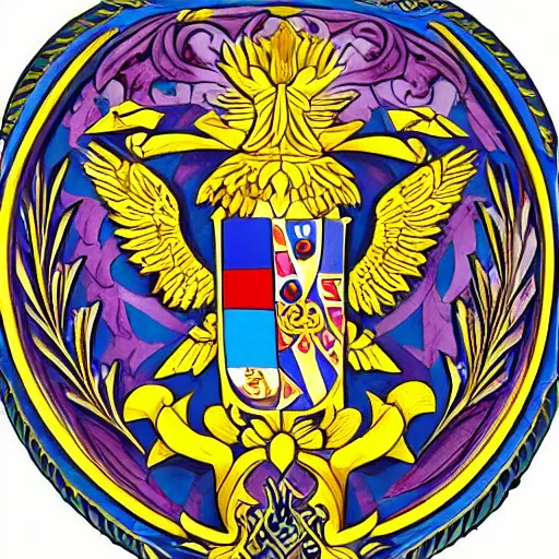 Image similar to serbian two-headed eagle symmetrical symbol, in style of fantastic heraldry, in style of Midjourney, highly detailed and intricate, golden ratio, stylized, elegant, ornate, majestic, elite