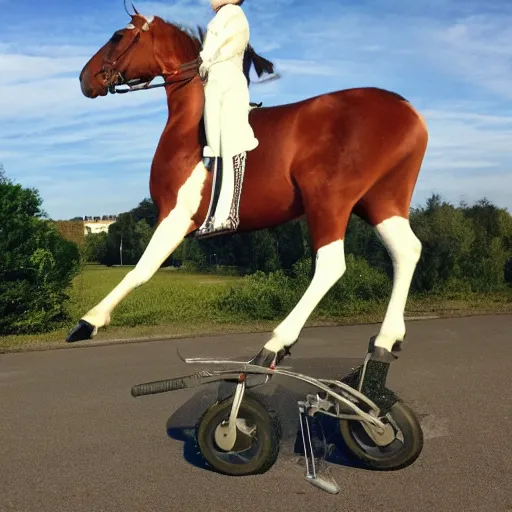 Prompt: one legged horse on a unicycle