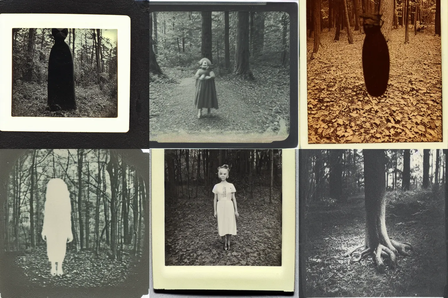 Prompt: 1950s polaroid photo of a strange entity in the woods