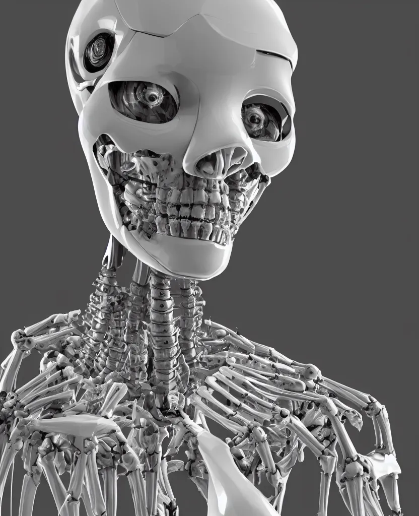 Prompt: close-up macro portrait of the face of a artificial intelligence robot girl, epic angle and pose, ribcage skeleton symmetrical artwork, 3d with depth of field, blurred background, cybernetic machine female face, translucent, nautilus, energy flows of electric current, a highly detailed epic cinematic concept art CG render. made in Maya, Blender and Photoshop, octane render, excellent composition, cinematic dystopian brutalist atmosphere, dynamic dramatic cinematic lighting, aesthetic, very inspirational, arthouse, Greg Rutkowski, Ilya Kuvshinov, WLOP, Stanley Artgerm Lau, Ruan Jia and Fenghua Zhong