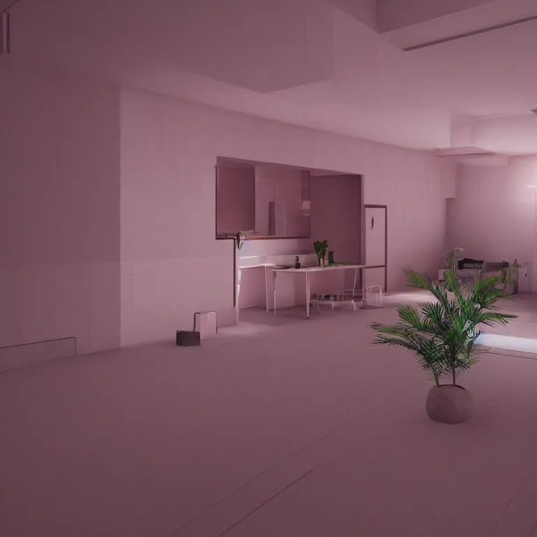 Prompt: liminal spaces, backrooms, swimming pool, light pink tones, unreal engine, octane render, photo realistic