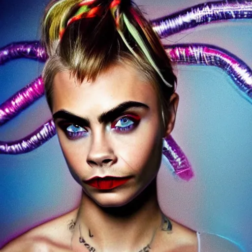 Image similar to hyper - realistic portrait of cara delevingne, 8 k, photo, art by david lachapelle