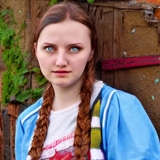 Prompt: photo of a stereotypically ukrainian young woman
