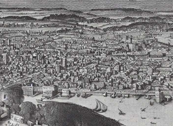 Image similar to detail from Hollar’s Panoramic view of Melbourne, 1647