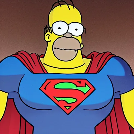 Prompt: a film still of homer simpson as superman from the boys ( 2 0 1 9 series ), high detail, smooth, sharp focus, cgsociety, artstation, illustration, unreal engine, 8 k, 4 k