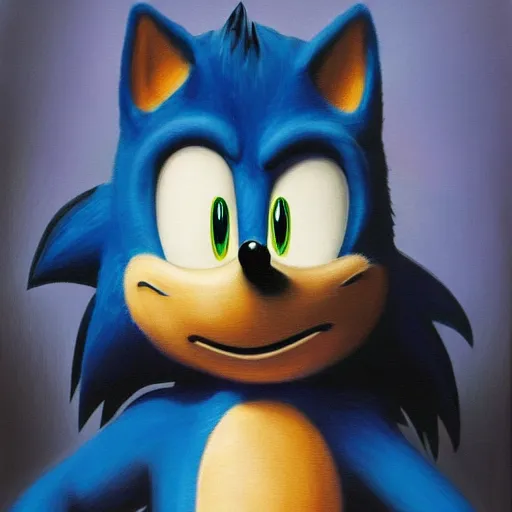 Image similar to sonic the hedgehog, painted by rene magritte, highly detailed