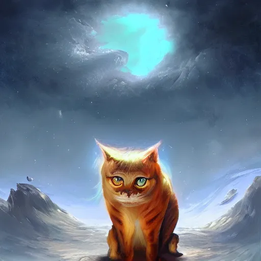 Image similar to a new species of cat on an unknown planet, oil painting, ultradetailed, artstation, ultradetailed, digital painting, ultradetailed