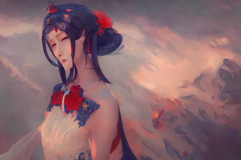 Image similar to どどめき of Onmyoji detailed art, artstation, by WLOP, by BuChuo Liu