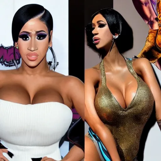 Prompt: cardi b as lara croft, full body, voluptuous, intricate details, sharp focus on eyes, beautiful