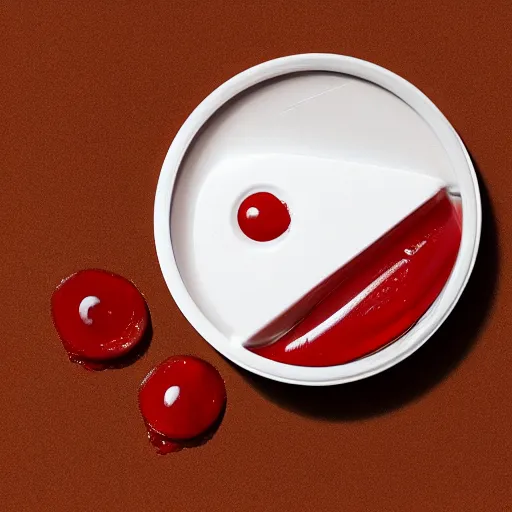 Prompt: advertisement for ketchup eye drops, product photography