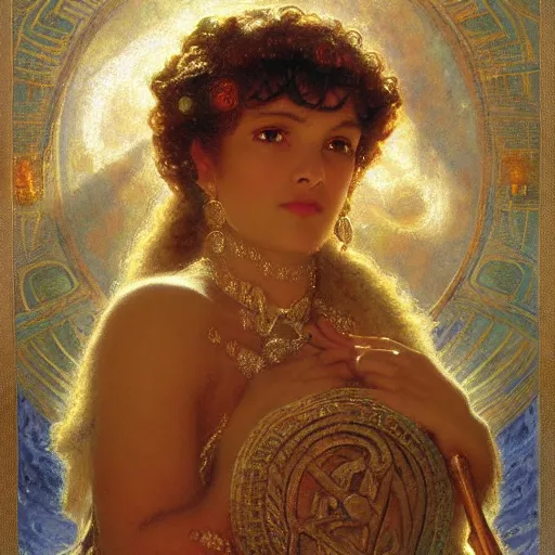 Image similar to detailed potraitof hidu goddes kali as greek god, girl graceful,, painting by gaston bussiere, craig mullins, j. c. leyendecker, lights, art by ernst haeckel, john william godward, hammershøi,,