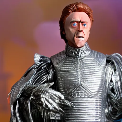 Prompt: a still from a tv commercial for an action figure of christopher walken as the tin man from the wiz the movie, 4 k, highly detailed, award winning, look at all that detail!