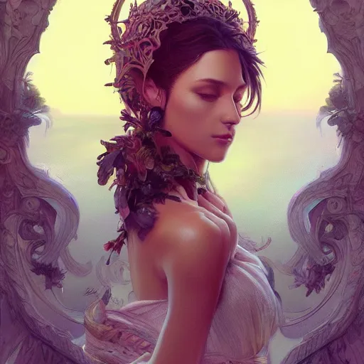 Image similar to most beautiful woman on earth, tall, intricate, highly detailed, digital painting, artstation, concept art, smooth, sharp focus, illustration, Unreal Engine 5, 8K, art by artgerm and greg rutkowski and alphonse mucha