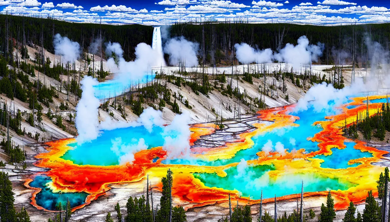 Prompt: beautiful, surreal painting of Yellowstone National Park, 4k, highly detailed