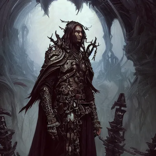 Prompt: !dream Male necromancer wearing pauldrons made from skulls on spikes and a flowing robe, D&D, fantasy, intricate, cinematic lighting, highly detailed, digital painting, artstation, concept art, smooth, sharp focus, illustration, art by Artgerm and Greg Rutkowski and Alphonse Mucha