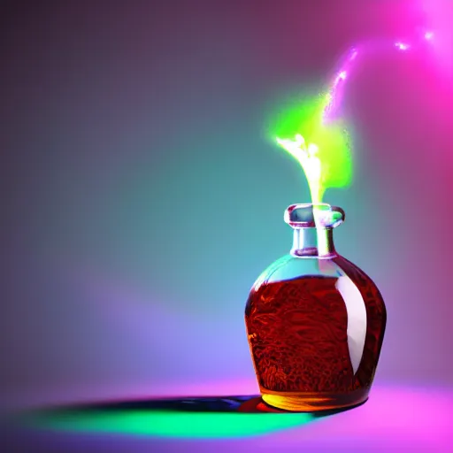 Prompt: a potion filled with a magical,colorful liquid,studio lighting,4k,realistic