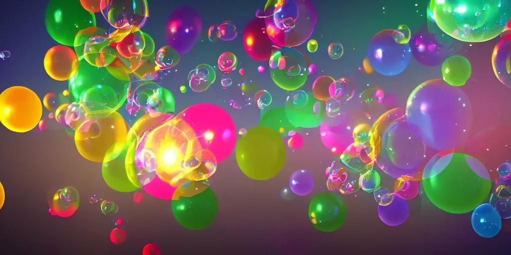 Image similar to bubbles floating away, award winning, 4k, digital art, colorful, volumetrics, hyper detailed, cinematic lighting