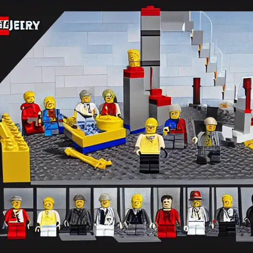 Image similar to the jeffery epstein, lego play - set, concept art