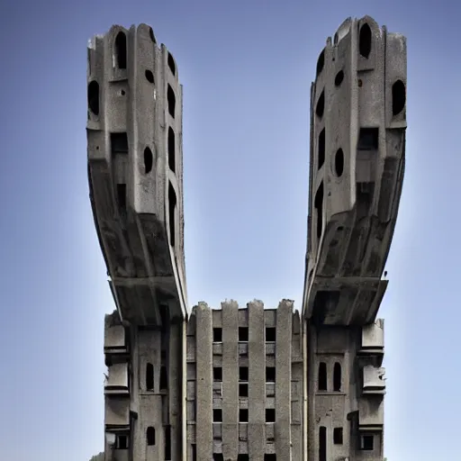 Image similar to scifi brutalist castle so tall it reaches space, photography