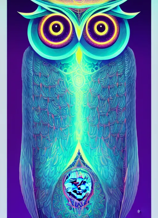 Prompt: symmetry!! product render poster vivid colors divine proportion owl, divine, glowing fog intricate, elegant, highly detailed, digital painting, artstation, concept art, smooth, sharp focus, illustration,