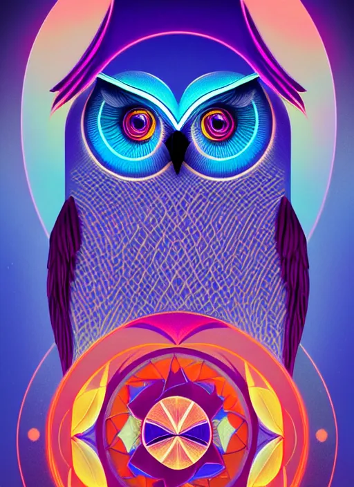 Image similar to symmetry!! product render poster vivid colors divine proportion owl, divine, glowing fog intricate, elegant, highly detailed, digital painting, artstation, concept art, smooth, sharp focus, illustration,