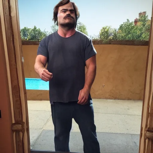 Prompt: jack black's jacked back