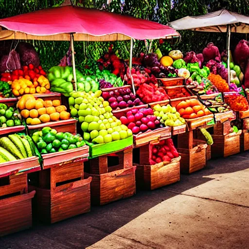 Image similar to uhd photorealistic produce stand selling half eaten fruit, uhd hyperdetailed photography