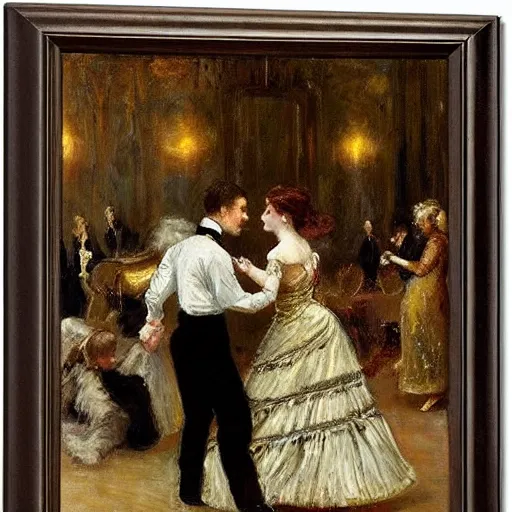 Prompt: victorian ballroom dance by alfred stevens