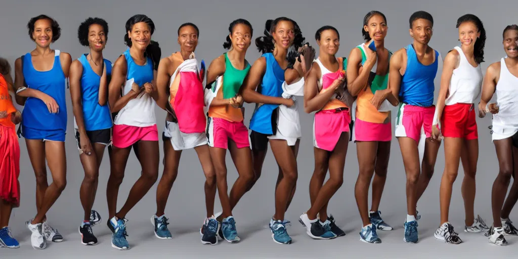 Image similar to Rough Sketch of Studio Photograph of starting line of many diverse marathon runners. multiple skintones. Frontal. Sports Advertising Campaign. Wide shot. Fashion Studio lighting. White background.