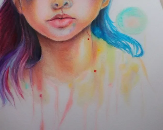 Image similar to a girl with the ice cream watercolor colored pencil painting trending on artstation