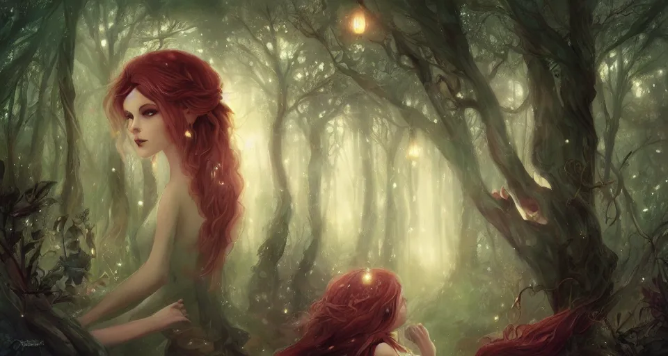 Image similar to Enchanted and magic forest, by Charlie bowater