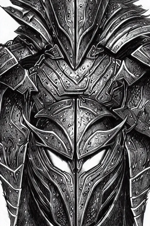 Image similar to armoured warrior, symmetrical, highly detailed, digital art, thorn themed armour, sharp focus, trending on art station, kentaro miura manga art style