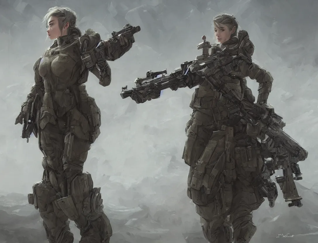 Prompt: full body tactical military sci-fi female character on the surface of Iceland made by Stanley Artgerm Lau, WLOP, Rossdraws, James Jean, Andrei Riabovitchev, Marc Simonetti, Yoshitaka Amano, ArtStation, CGSociety, concept art, cgsociety, octane render, trending on artstation, artstationHD, artstationHQ, unreal engine, 4k, 8k