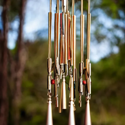 Prompt: professional photography of wind chimes