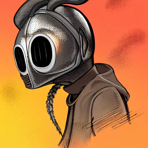 Image similar to dark helmet dik dik spaceballs digital illustration, trending on artstation, animated