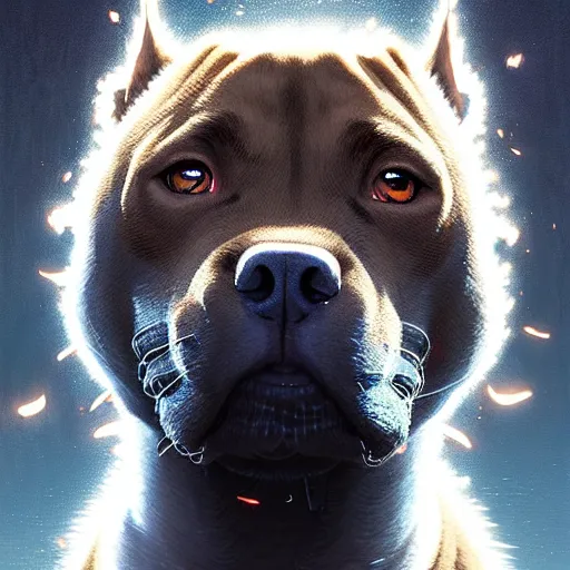 Image similar to highly detailed portrait of saquon barkley as a pitbull, unreal engine, fantasy art by greg rutkowski, loish, rhads, ferdinand knab, makoto shinkai and lois van baarle, ilya kuvshinov, rossdraws, tom bagshaw, global illumination, radiant light, detailed and intricate environment h 6 0 4