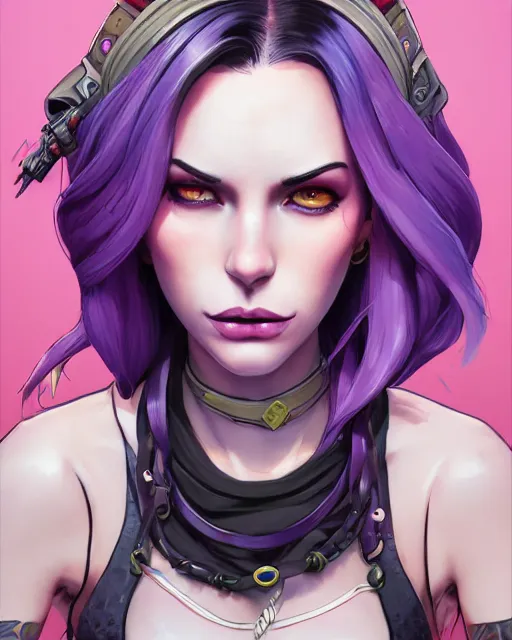 Image similar to beautiful female purple hair tattoo symmetrical face eyes twitch streamer full length fantasy art apex fortnite Video game icon, 2d game art gta5 cover , official fanart behance hd artstation by Jesper Ejsing, by RHADS, Makoto Shinkai and Lois van baarle, ilya kuvshinov, rossdraws