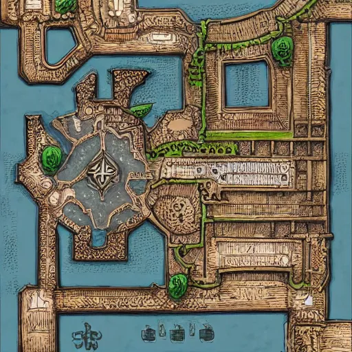 Image similar to map of a dungeon in waterdeep, isometric, detailed, game, dungeons and dragons