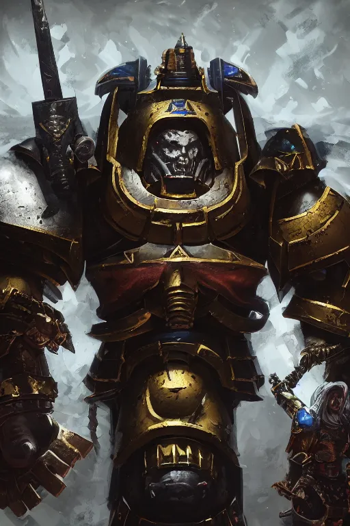 Image similar to armor portrait heros warhammer 4 0 k horus heresy fanart - the primarchs emperor by johannes helgeson animated with vfx concept artist & illustrator global illumination ray tracing hdr fanart arstation zbrush central hardmesh 8 k octane renderer comics stylized