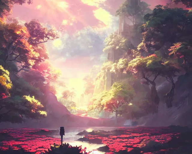 Prompt: scenery artwork, scene beautiful, light!! light essential japan world japan and nature vegetation with daylight, surrealism oil on canvas, artstation!! pixiv!! dream scenery, quality astral projection render, nier automata concept art, vaporwave textures