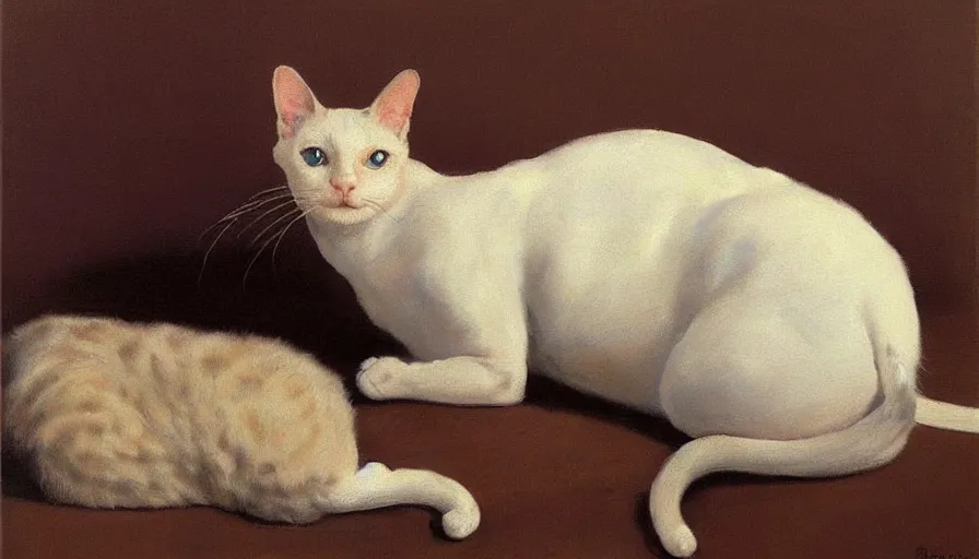 Image similar to painting by borremans, cat, detailed, stunning