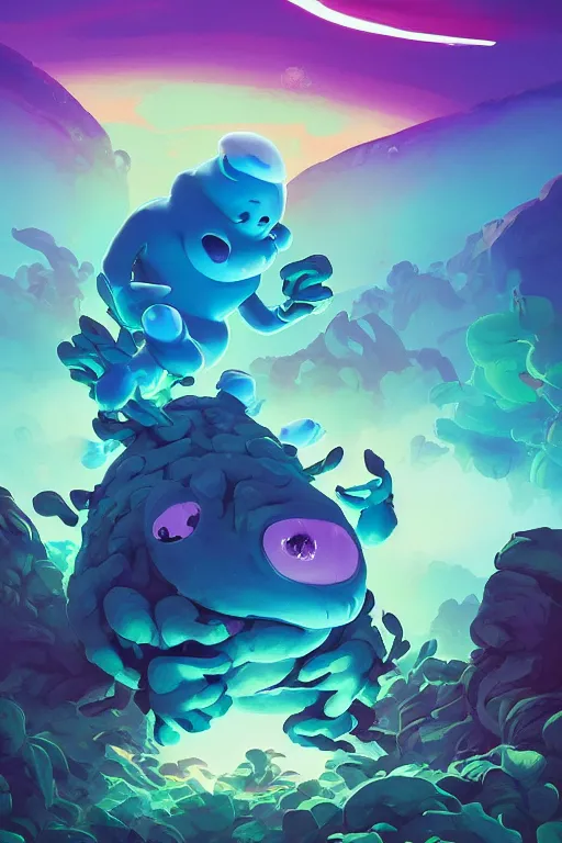 Image similar to smurf ghost creature animal sushi cristal very big eye roots cactus elemental flush of force nature micro world fluo fishscale, behance hd by jesper ejsing, by rhads, makoto shinkai and lois van baarle, ilya kuvshinov, rossdraws radiating a glowing aura global illumination ray tracing hdr