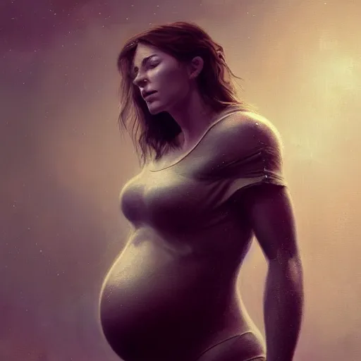 Image similar to pregnant female cyborg, cozy atmospheric and cinematic lighting, 8 k, highly detailed, realistic, refined, bautiful, fine art photography, hyper realistic, in the style of greg rutkowski, by artgerm, by gustave dore, by marco turini, photorealistic, elegant, sharp focus, majestic, award winning picture, intricate, artstation,