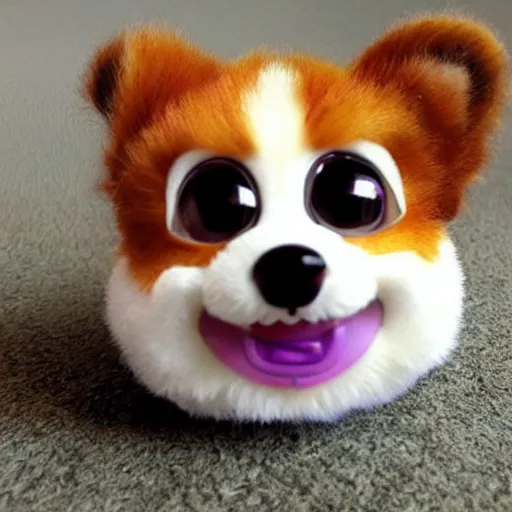 Prompt: adorable corgi furby toy, realistic concept art