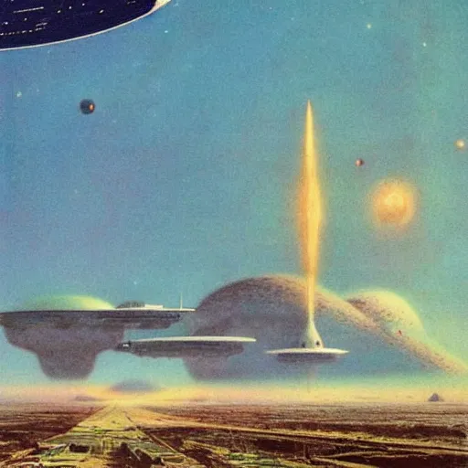 Image similar to a spaceport in an empty landscape by bruce pennington