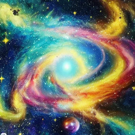 Prompt: the master of the world is creating the universe. galaxy.